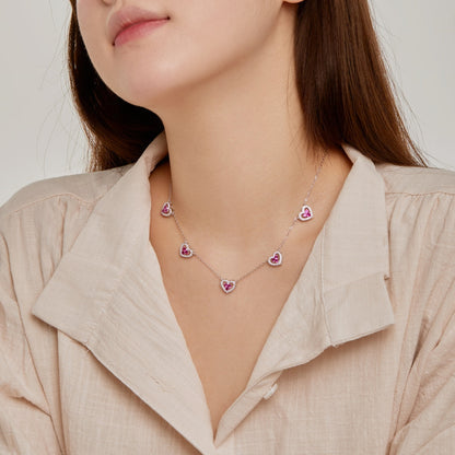 [Am jewelry]Sparkling Five Heart Necklace