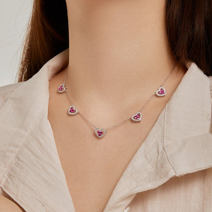 [Am jewelry]Sparkling Five Heart Necklace