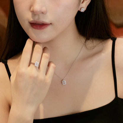 [Am jewelry]1.0 Carat Luxurious Dainty Emerald Cut Daily Earrings