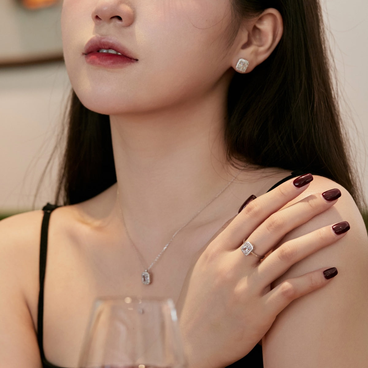 [Am jewelry]1.0 Carat Luxurious Dainty Emerald Cut Daily Earrings