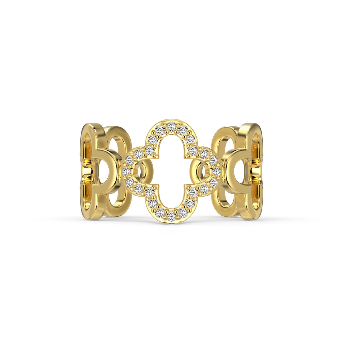 [Am jewelry]Hollow Design Four-Leaf Clover Flower Shape Ring