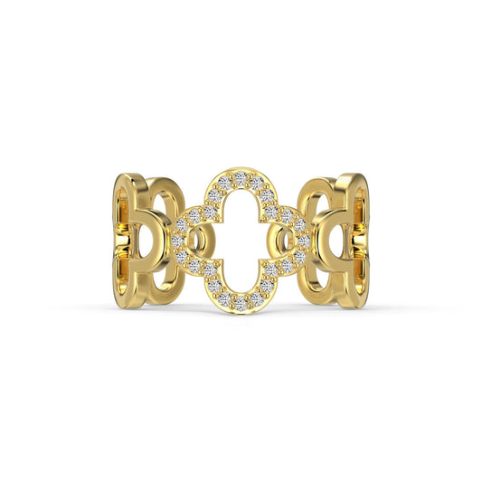 [Am jewelry]Hollow Design Four-Leaf Clover Flower Shape Ring