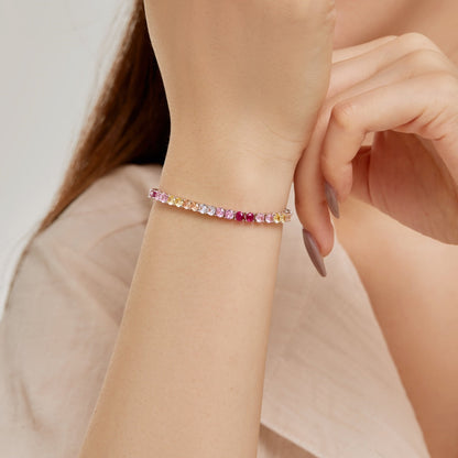 [Am jewelry]Radiant Colorful Round Cut Tennis Bracelet