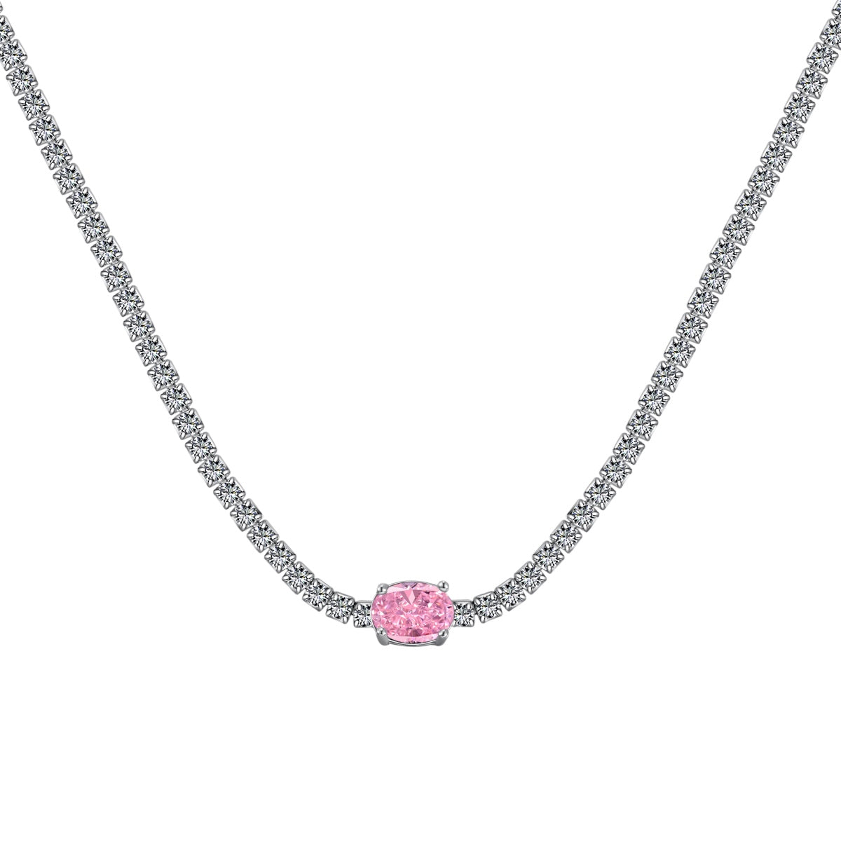 [Am jewelry]1.0 Carat Shining Oval Cut Necklace
