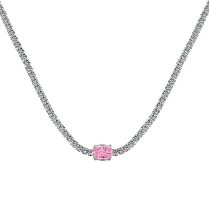 [Am jewelry]1.0 Carat Shining Oval Cut Necklace