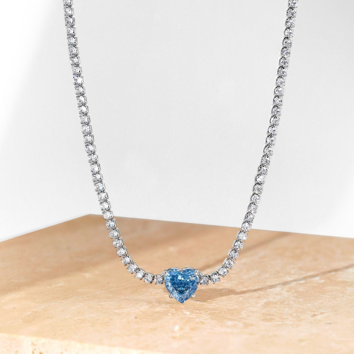 [Am jewelry]2.0 Carat Sparkling Tennis Heart Cut Necklace