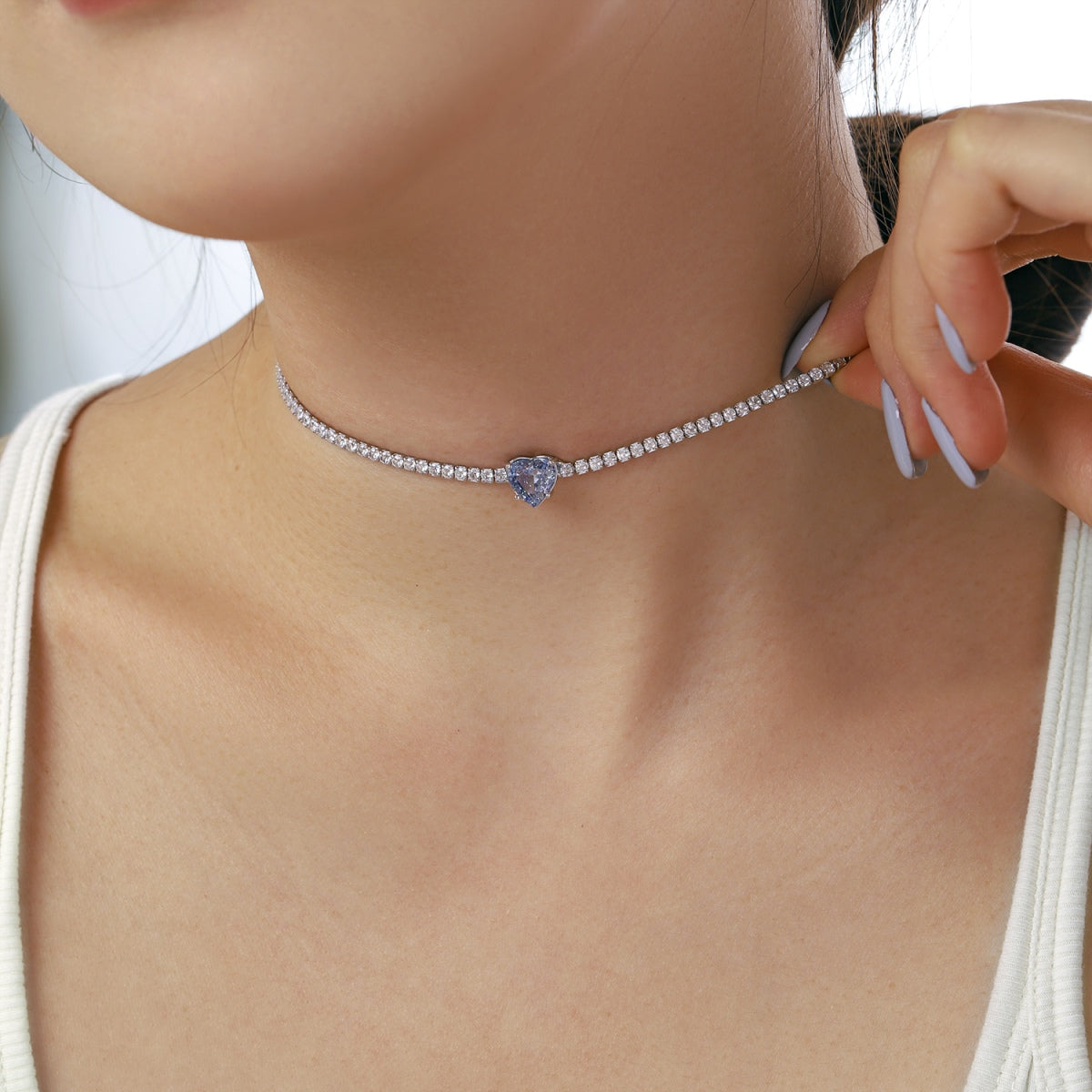 [Am jewelry]2.0 Carat Sparkling Tennis Heart Cut Necklace
