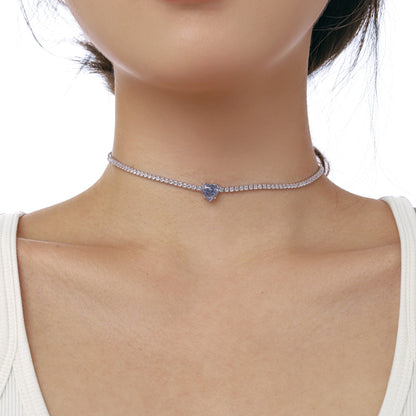 [Am jewelry]2.0 Carat Sparkling Tennis Heart Cut Necklace