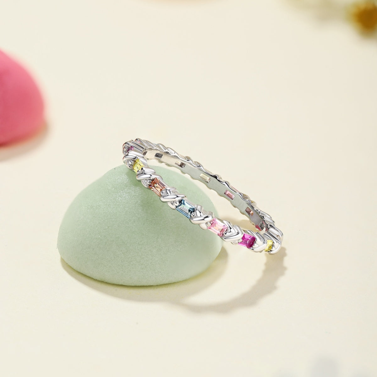 [Am jewelry]Charming Colorful Round Cut Daily Ring