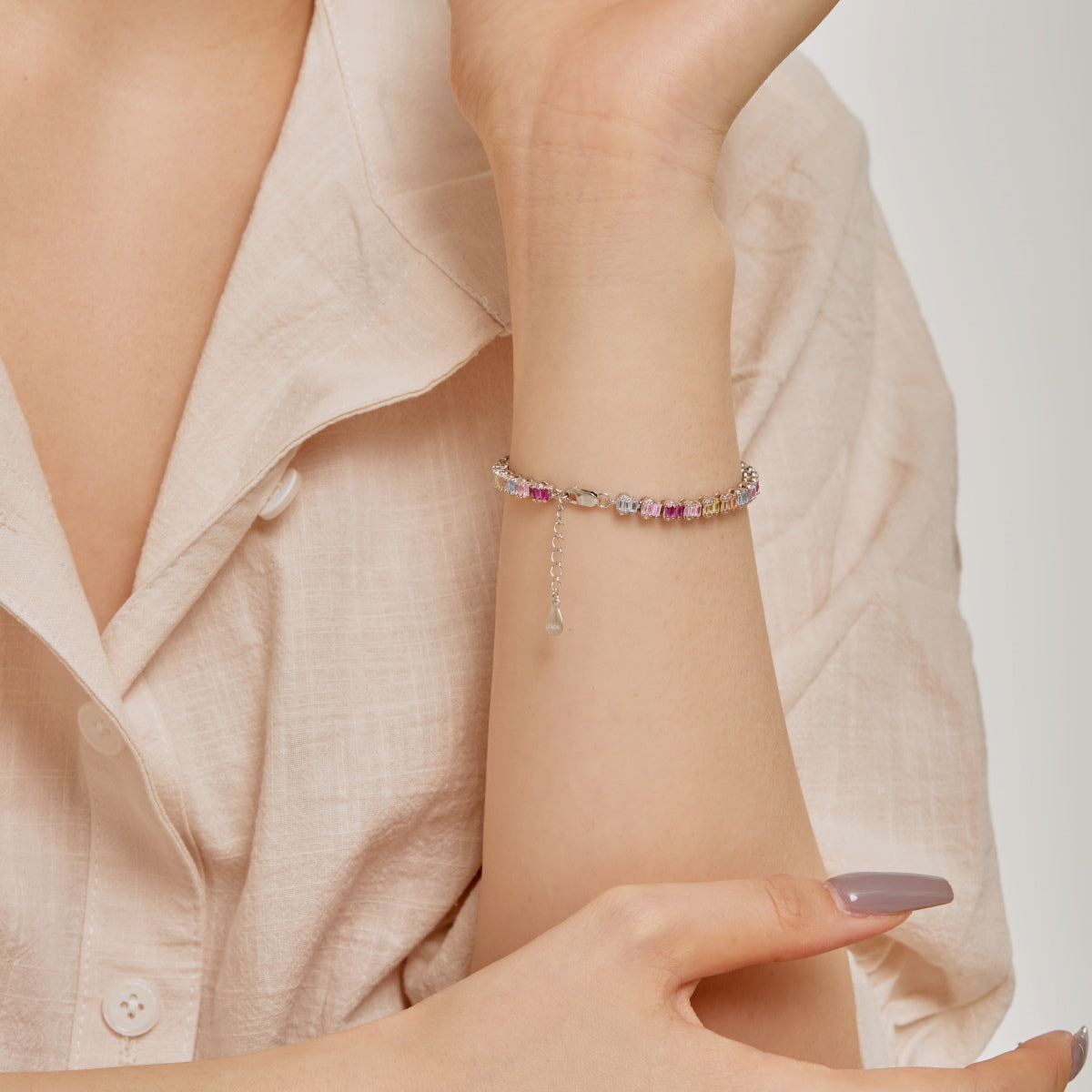 [Am jewelry]Delicate Colorful Emerald Cut Party Bracelet