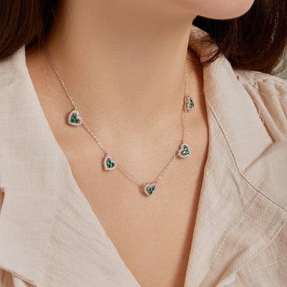 [Am jewelry]Sparkling Five Heart Necklace