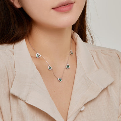 [Am jewelry]Sparkling Five Heart Necklace