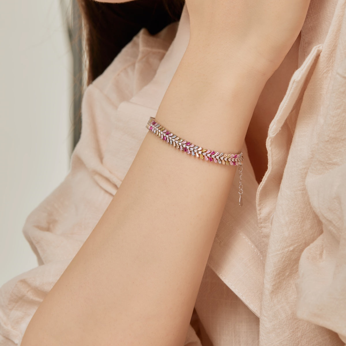 [Am jewelry]Dainty Radiant Emerald Cut Daily Bracelet