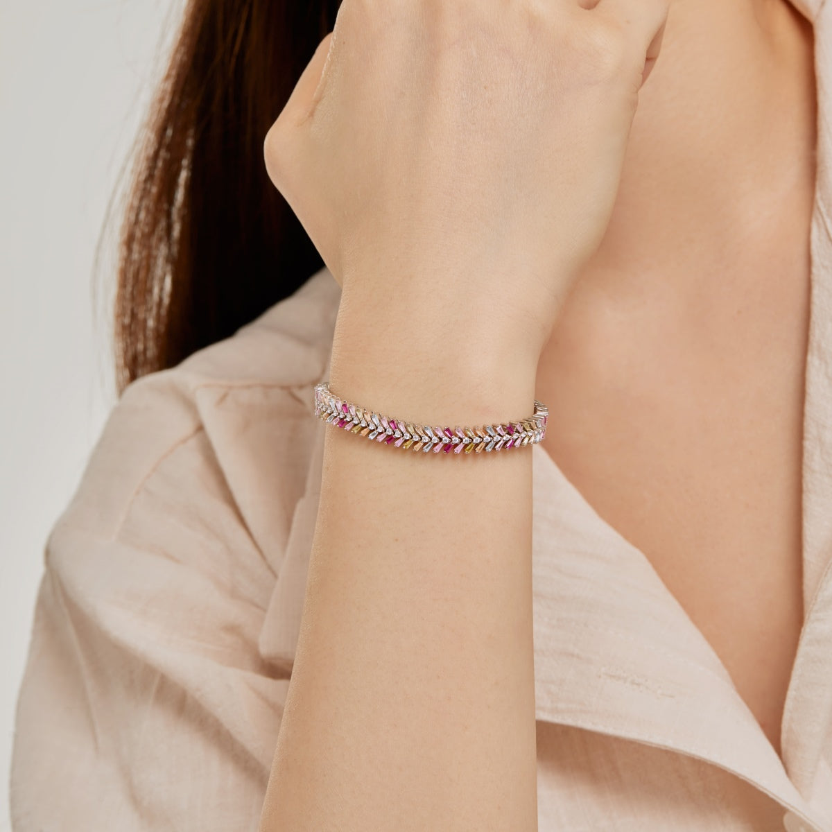 [Am jewelry]Dainty Radiant Emerald Cut Daily Bracelet