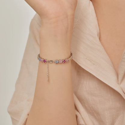 [Am jewelry]Delicate Colorful Emerald Cut Daily Bracelet