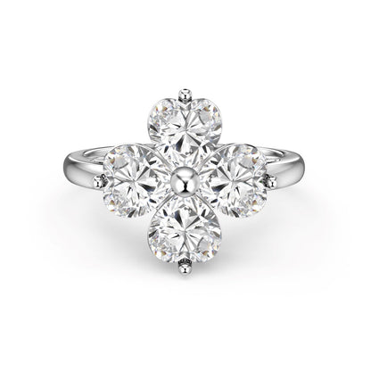 [Am jewelry]Heart-shaped Four-Leaf Clover Ball Ring