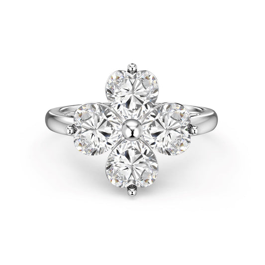 [Am jewelry]Heart-shaped Four-Leaf Clover Ball Ring