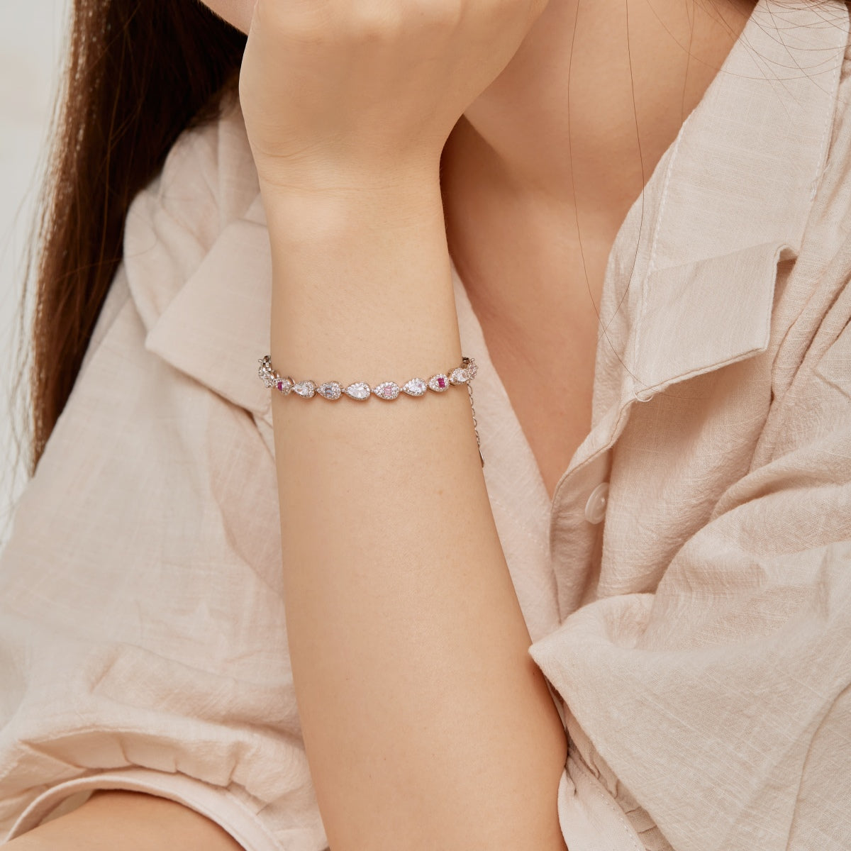 [Am jewelry]0.25 Carat Radiant Water Drop Shape Daily Bracelet