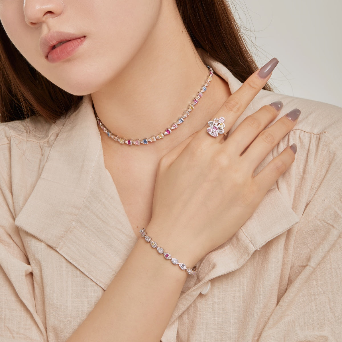 [Am jewelry]0.25 Carat Radiant Water Drop Shape Daily Bracelet