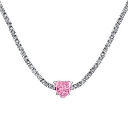 [Am jewelry]2.0 Carat Sparkling Tennis Heart Cut Necklace
