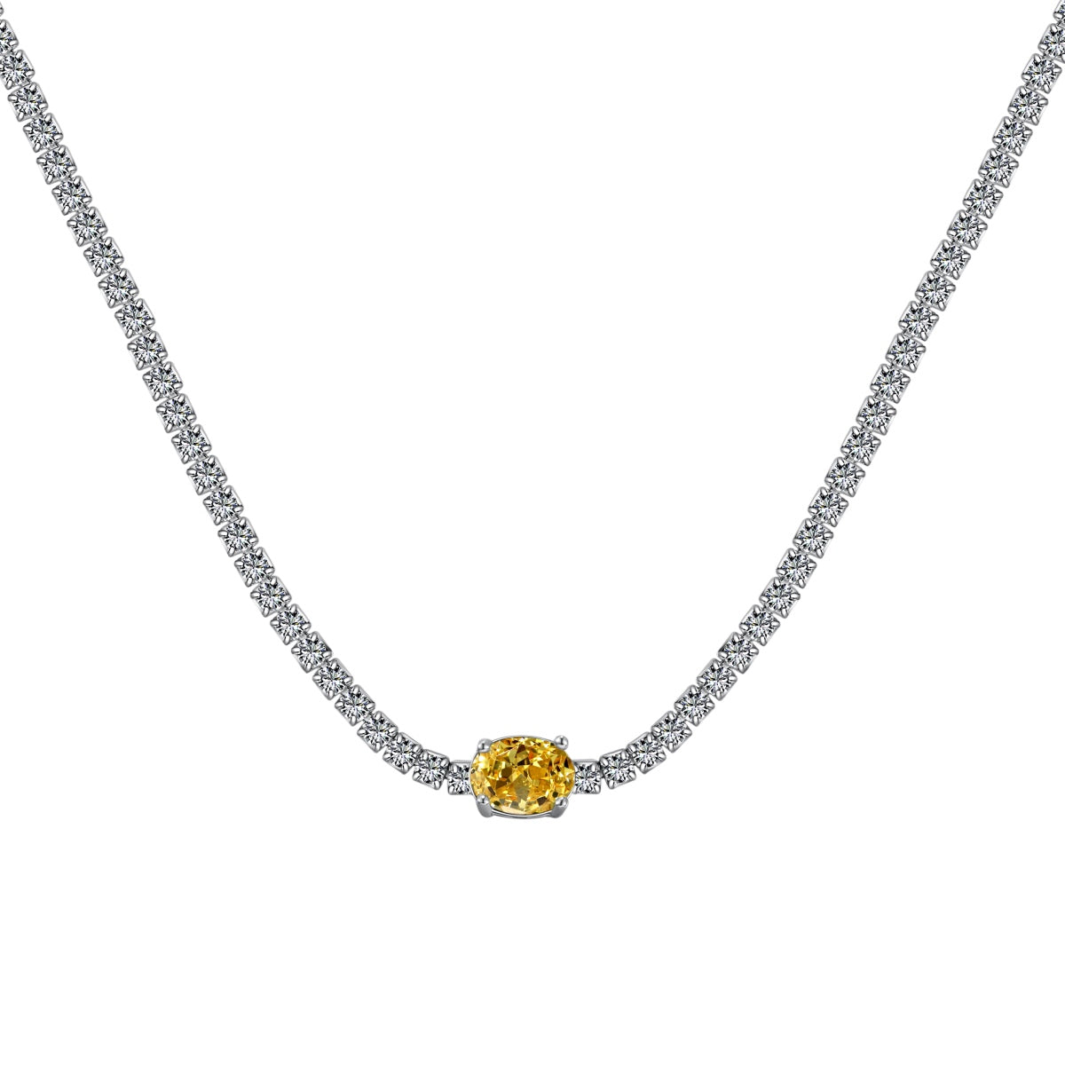 [Am jewelry]1.0 Carat Shining Oval Cut Necklace