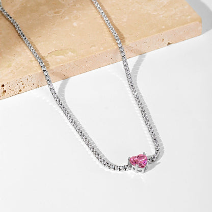 [Am jewelry]2.0 Carat Sparkling Tennis Heart Cut Necklace