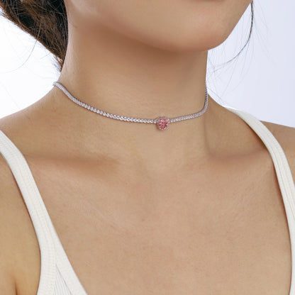 [Am jewelry]2.0 Carat Sparkling Tennis Heart Cut Necklace