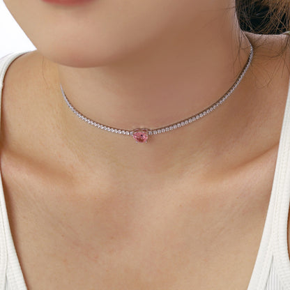 [Am jewelry]2.0 Carat Sparkling Tennis Heart Cut Necklace