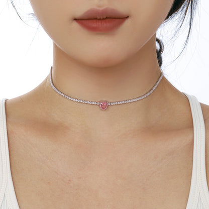 [Am jewelry]2.0 Carat Sparkling Tennis Heart Cut Necklace