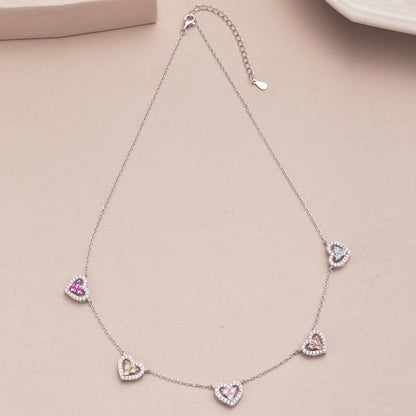 [Am jewelry]Sparkling Five Heart Necklace