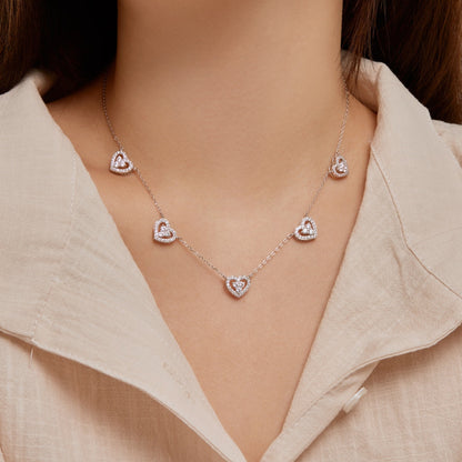 [Am jewelry]Sparkling Five Heart Necklace