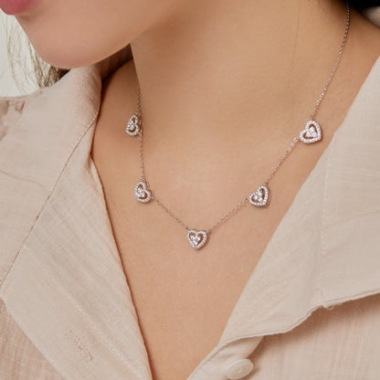 [Am jewelry]Sparkling Five Heart Necklace
