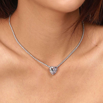 [Am jewelry]8.0 Carat Versatile Colorful Sweet Heart-Shaped Tennis Necklace