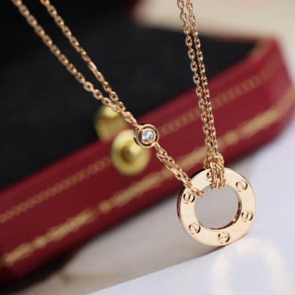 [Am jewelry]LOVE NECKLACE ADJUSTABLE ROSE GOLD 2 DIAMOND