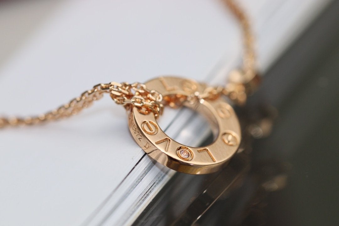 [Am jewelry]LOVE NECKLACE ADJUSTABLE ROSE GOLD 2 DIAMOND