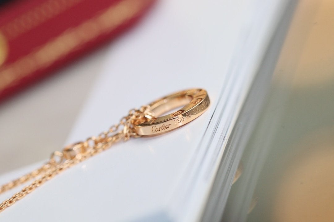 [Am jewelry]LOVE NECKLACE ADJUSTABLE ROSE GOLD 2 DIAMOND