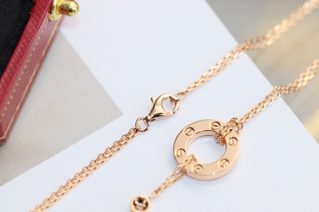 [Am jewelry]LOVE NECKLACE ADJUSTABLE ROSE GOLD 2 DIAMOND