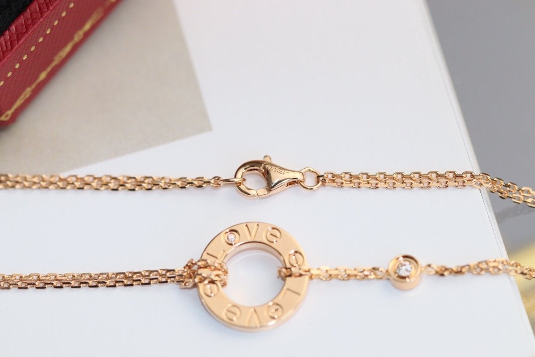 [Am jewelry]LOVE NECKLACE ADJUSTABLE ROSE GOLD 2 DIAMOND
