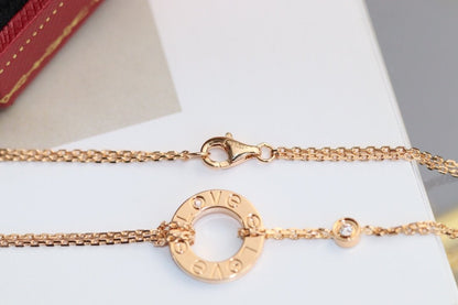 [Am jewelry]LOVE NECKLACE ADJUSTABLE ROSE GOLD 2 DIAMOND
