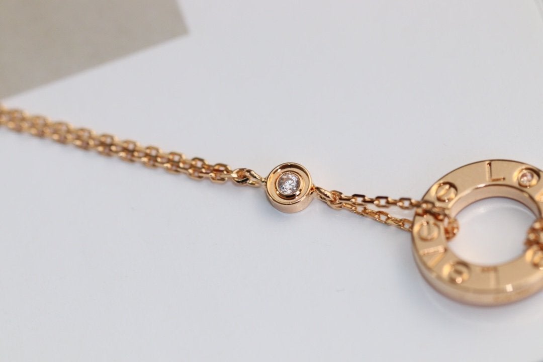 [Am jewelry]LOVE NECKLACE ADJUSTABLE ROSE GOLD 2 DIAMOND