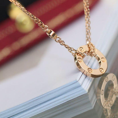 [Am jewelry]LOVE NECKLACE ADJUSTABLE ROSE GOLD 2 DIAMOND