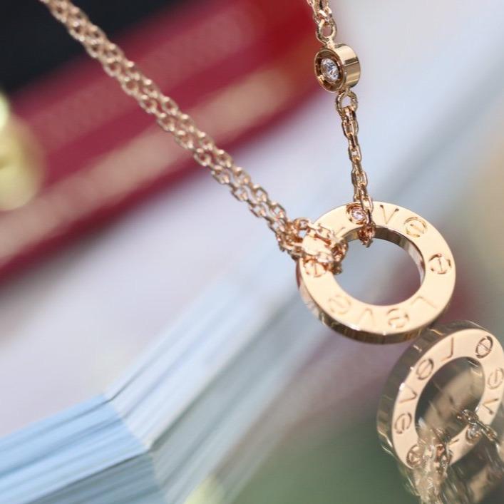 [Am jewelry]LOVE NECKLACE ADJUSTABLE ROSE GOLD 2 DIAMOND
