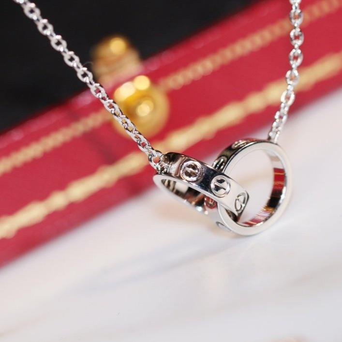 [Am jewelry]LOVE NECKLACE PINK GOLD AND SILVER