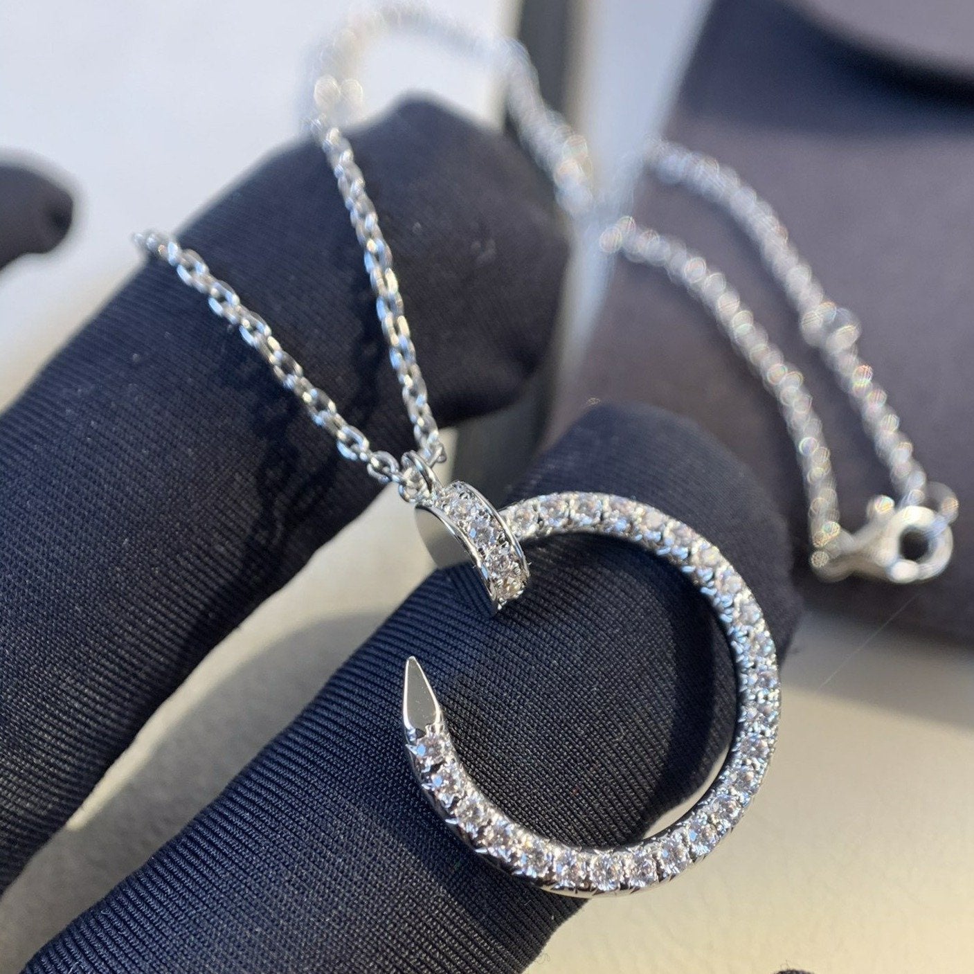 [Am jewelry]JUSTE NECKLACE SILVER DIAMONDS