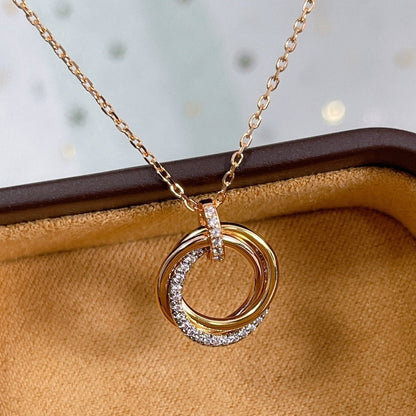 [Am jewelry]TRINITY NECKLACE SILVER GOLD PINK GOLD DIAMONDS