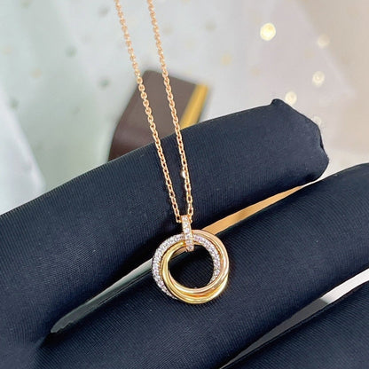 [Am jewelry]TRINITY NECKLACE SILVER GOLD PINK GOLD DIAMONDS