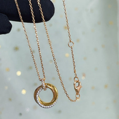 [Am jewelry]TRINITY NECKLACE SILVER GOLD PINK GOLD DIAMONDS