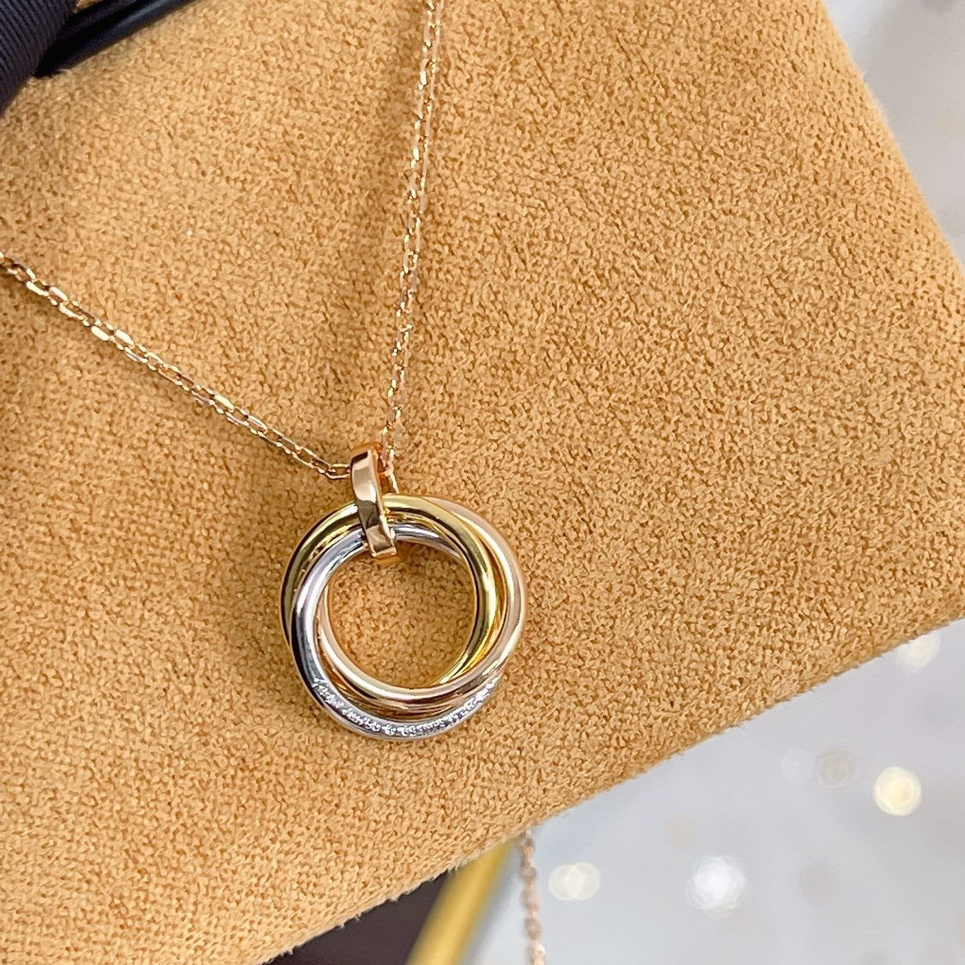 [Am jewelry]TRINITY NECKLACE SILVER GOLD PINK GOLD DIAMONDS