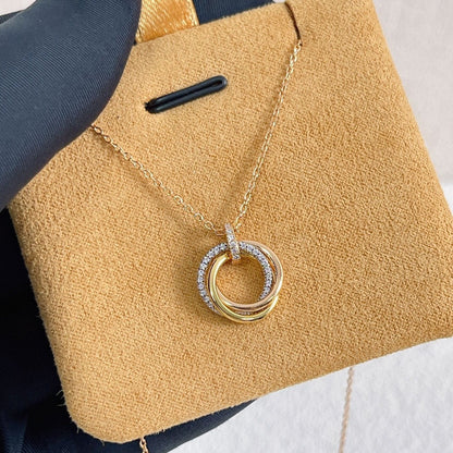 [Am jewelry]TRINITY NECKLACE SILVER GOLD PINK GOLD DIAMONDS