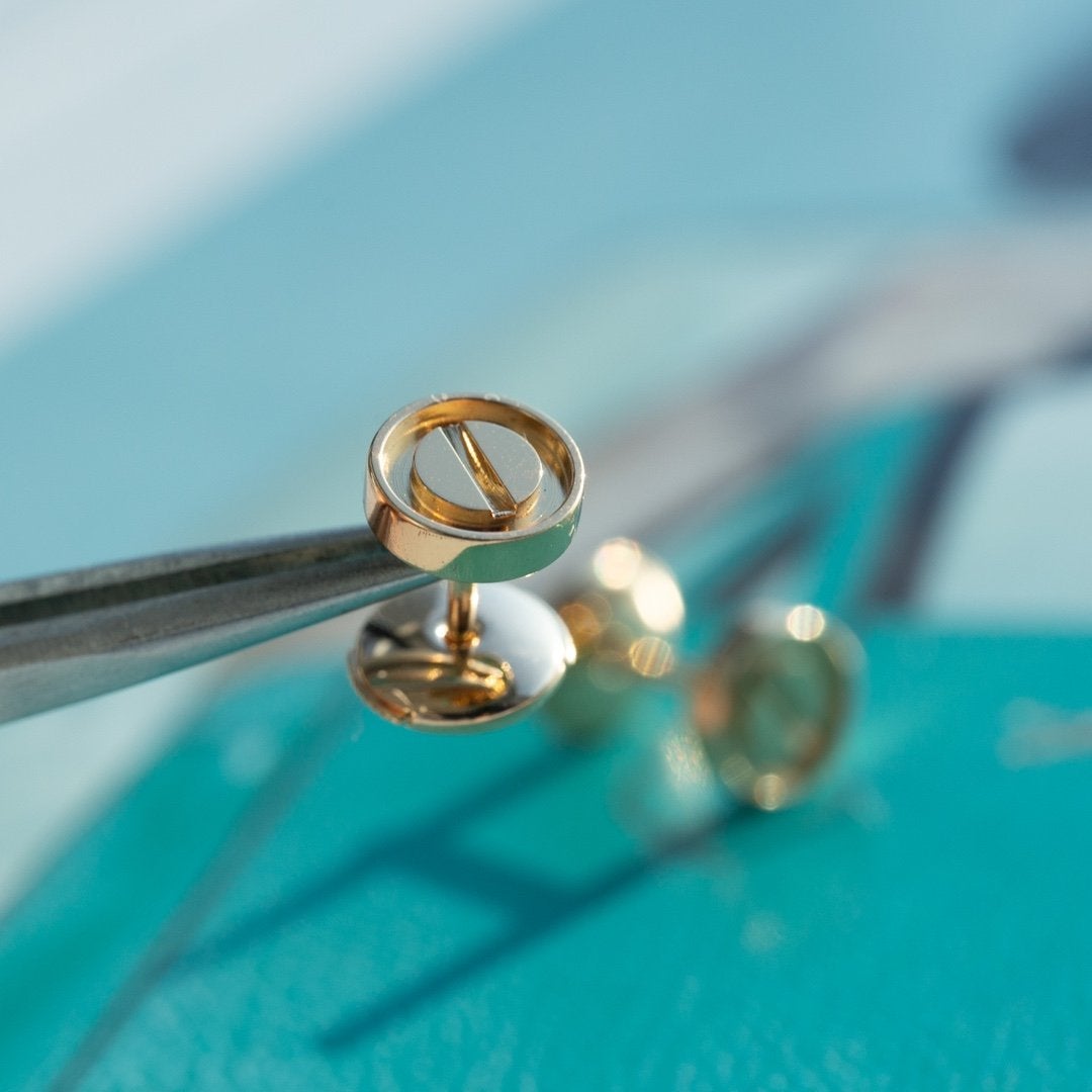 [Am jewelry]LOVE EARRINGS PINK GOLD 10MM